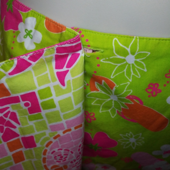 Lilly Pulitzer Rare Vintage Lime Pink Flip-Flop/Mosaic Sun Reversible Wrap Skirt - Picture 11 of 12
